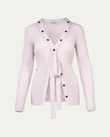 Aisling Camps Button Convertible Rib V-Neck Cardigan | Thumbnail 2 Aisling Camps Button Convertible Rib V-Neck Cardigan | Thumbnail 2