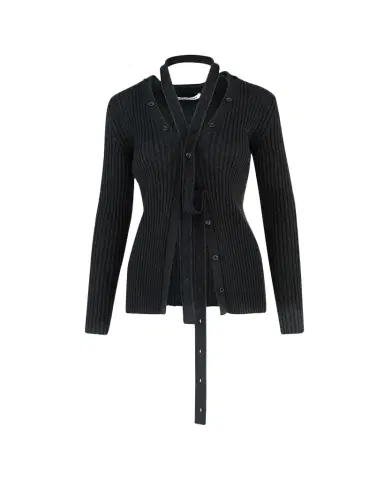 Aisling Camps Button Convertible Rib V-Neck Cardigan | Thumbnail 1 Aisling Camps Button Convertible Rib V-Neck Cardigan | Thumbnail 1