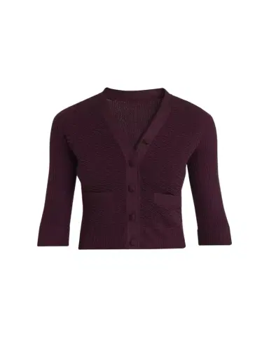 Chloé Textured Wool Knit Half-Sleeve Cropped Cardigan | Thumbnail 1 Chloé Textured Wool Knit Half-Sleeve Cropped Cardigan | Thumbnail 1