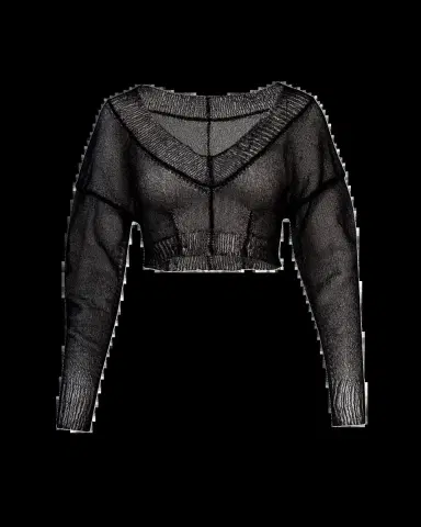 Aisling Camps Gossamer Sheer Knit Crop V-Neck Sweater | Thumbnail 2 Aisling Camps Gossamer Sheer Knit Crop V-Neck Sweater | Thumbnail 2