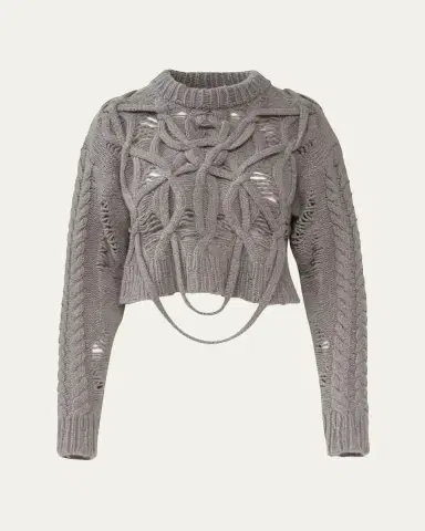 Aisling Camps Briar Deconstructed Cable Knit Crop Sweater | Thumbnail 2