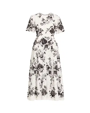 PRABAL GURUNG Sequin Floral Embroidered Eyelet Midi Dress | Thumbnail 1