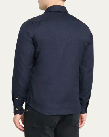 Kiton Men's Cashmere Twill Double-Pocket Button-Down Shirt | Thumbnail 3 Kiton Men's Cashmere Twill Double-Pocket Button-Down Shirt | Thumbnail 3
