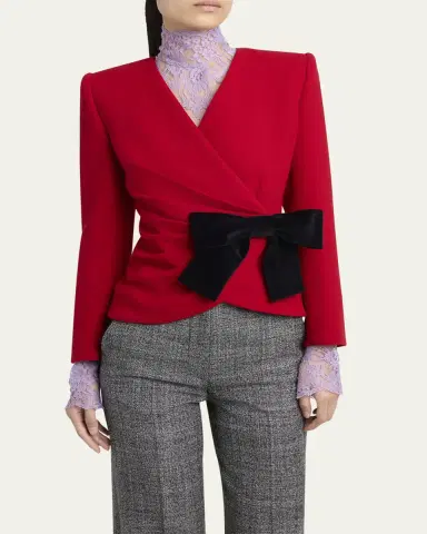 Valentino Garavani Bow Wrap Blazer Jacket | Thumbnail 4