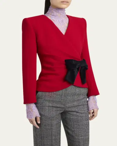 Valentino Garavani Bow Wrap Blazer Jacket | Thumbnail 8