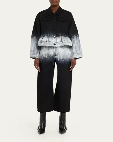 Melitta Baumeister Painted Glow Cropped Ombre Denim Jacket | Thumbnail 2 Melitta Baumeister Painted Glow Cropped Ombre Denim Jacket | Thumbnail 2