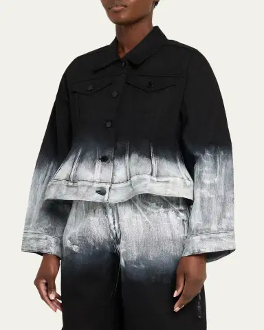 Melitta Baumeister Painted Glow Cropped Ombre Denim Jacket | Thumbnail 4 Melitta Baumeister Painted Glow Cropped Ombre Denim Jacket | Thumbnail 4