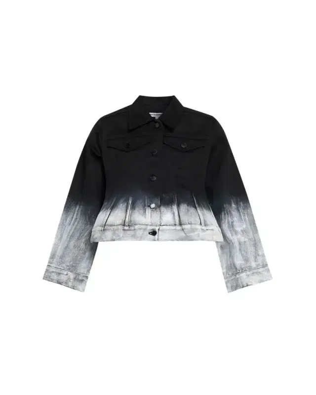 Painted Glow Cropped Ombre Denim Jacket