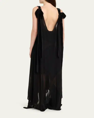 Lanvin Flowy Bow Asymmetric Maxi Dress | Thumbnail 3 Lanvin Flowy Bow Asymmetric Maxi Dress | Thumbnail 3