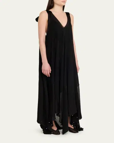 Lanvin Flowy Bow Asymmetric Maxi Dress | Thumbnail 4 Lanvin Flowy Bow Asymmetric Maxi Dress | Thumbnail 4