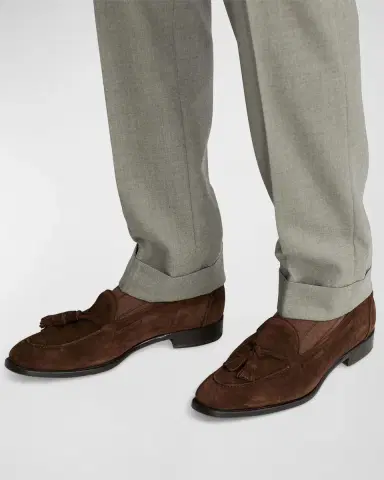 Ralph Lauren Purple Label Men's Luther Calf Suede Tassel Loafers | Thumbnail 3