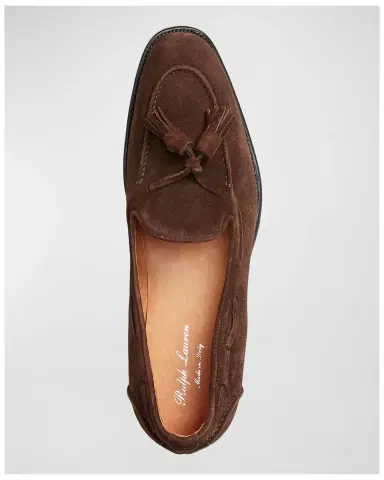 Ralph Lauren Purple Label Men's Luther Calf Suede Tassel Loafers | Thumbnail 4