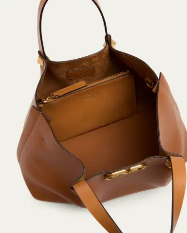Valentino Garavani Medium Pleated Rockstud Leather Tote Bag | Thumbnail 4