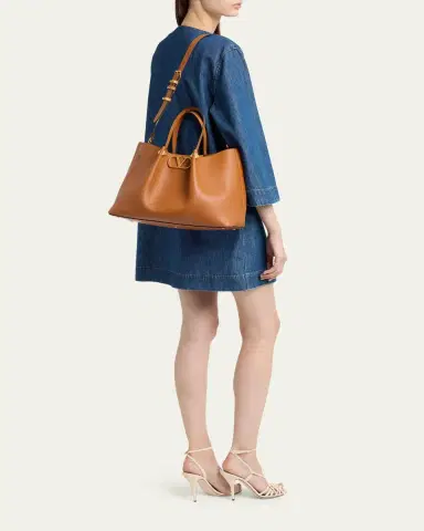 Valentino Garavani Medium Pleated Rockstud Leather Tote Bag | Thumbnail 5