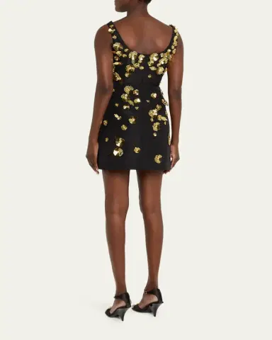 Carolina Herrera Crystal Flower Applique Sleeveless Mini Dress | Thumbnail 3