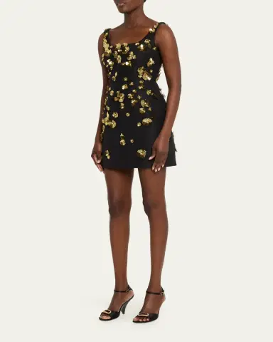 Carolina Herrera Crystal Flower Applique Sleeveless Mini Dress | Thumbnail 4