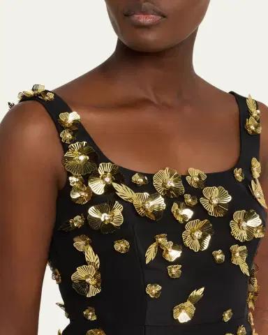 Carolina Herrera Crystal Flower Applique Sleeveless Mini Dress | Thumbnail 5