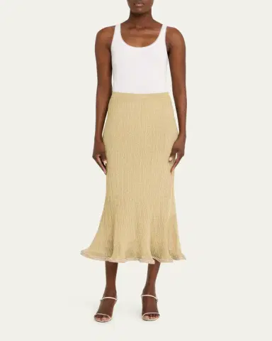 Simkhai Brighton Fluted Shimmer Plisse Midi Skirt | Thumbnail 2