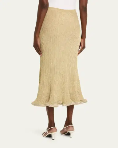 Simkhai Brighton Fluted Shimmer Plisse Midi Skirt | Thumbnail 3