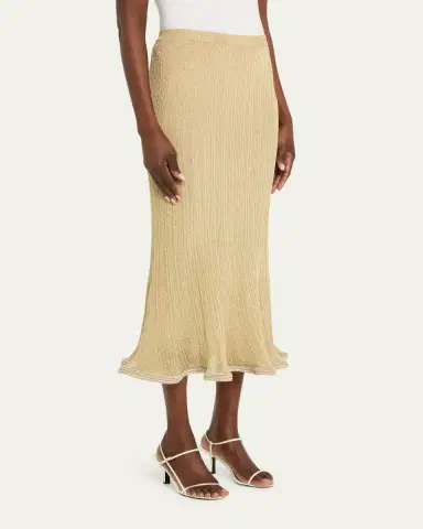 Simkhai Brighton Fluted Shimmer Plisse Midi Skirt | Thumbnail 4