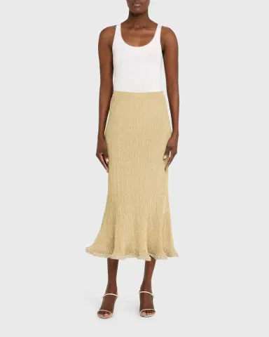Simkhai Brighton Fluted Shimmer Plisse Midi Skirt | Thumbnail 6