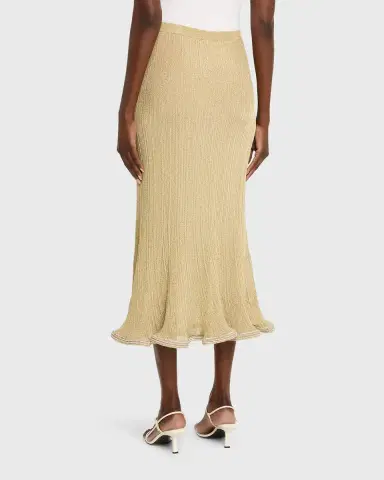 Simkhai Brighton Fluted Shimmer Plisse Midi Skirt | Thumbnail 7
