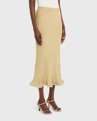 Simkhai Brighton Fluted Shimmer Plisse Midi Skirt | Thumbnail 8