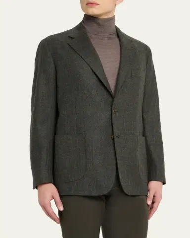 Anderson & Sheppard Men's Single-Breasted Wool Cashmere Sport Coat | Thumbnail 4 Anderson & Sheppard Men's Single-Breasted Wool Cashmere Sport Coat | Thumbnail 4