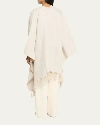 Brunello Cucinelli Linen Platinum Fringed Poncho | Thumbnail 3 Brunello Cucinelli Linen Platinum Fringed Poncho | Thumbnail 3