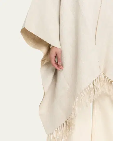 Brunello Cucinelli Linen Platinum Fringed Poncho | Thumbnail 5 Brunello Cucinelli Linen Platinum Fringed Poncho | Thumbnail 5