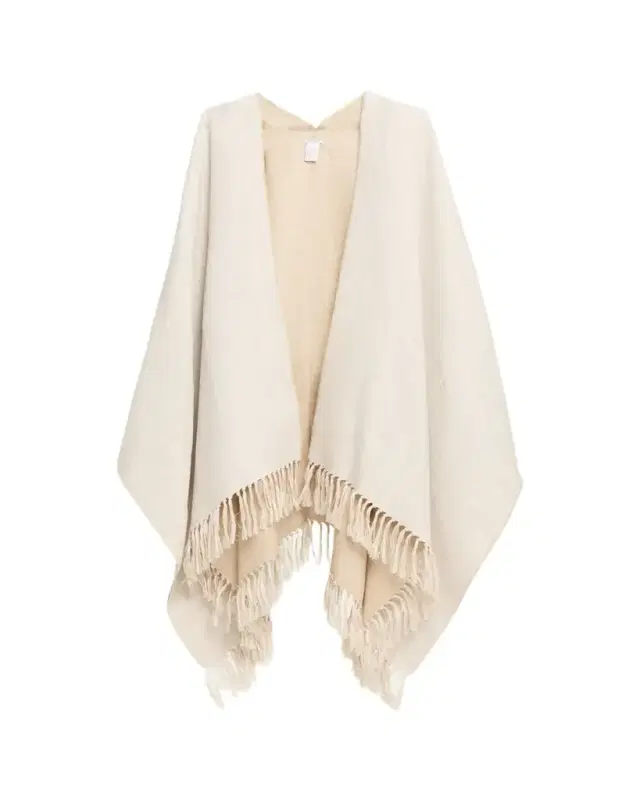 Brunello Cucinelli Linen Platinum Fringed Poncho