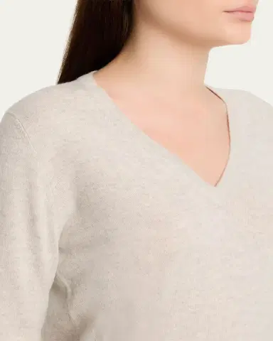 Brunello Cucinelli Monili-Trim V-Neck Cashmere Sweater | Thumbnail 5