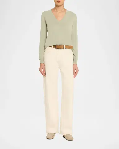 Brunello Cucinelli Monili-Trim V-Neck Cashmere Sweater | Thumbnail 6