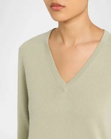 Brunello Cucinelli Monili-Trim V-Neck Cashmere Sweater | Thumbnail 9
