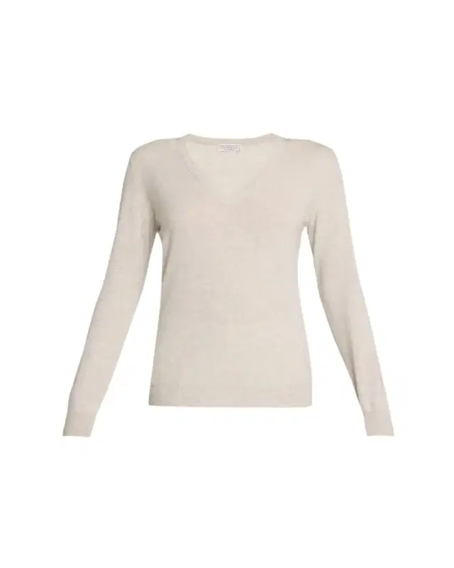 Brunello Cucinelli Monili-Trim V-Neck Cashmere Sweater