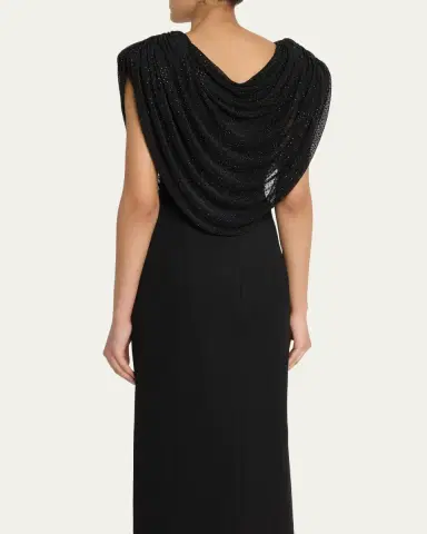 Ronny Kobo Cindi Draped Rhinestone-Embellished Bodysuit | Thumbnail 3
