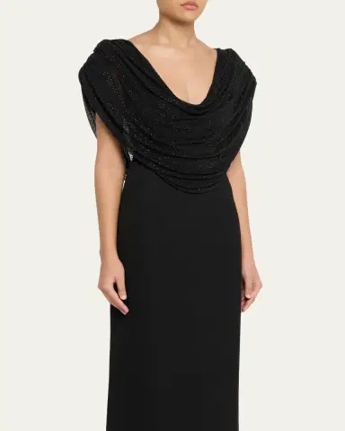 Ronny Kobo Cindi Draped Rhinestone-Embellished Bodysuit | Thumbnail 4