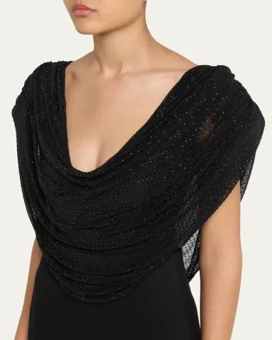 Ronny Kobo Cindi Draped Rhinestone-Embellished Bodysuit | Thumbnail 5