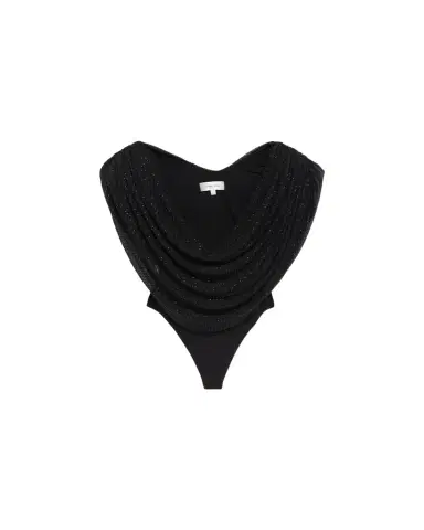 Ronny Kobo Cindi Draped Rhinestone-Embellished Bodysuit | Thumbnail 1