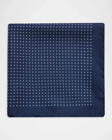Anderson & Sheppard Men's Silk Prince of Wales Pocket Square | Thumbnail 3