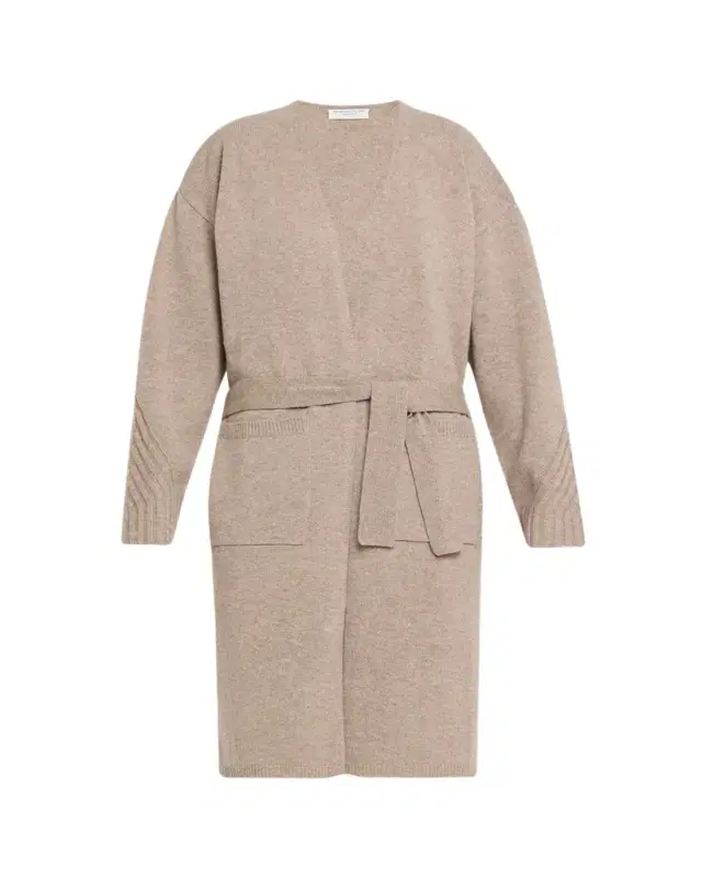 Rib Knit Merino Wool Wrap Cardigan