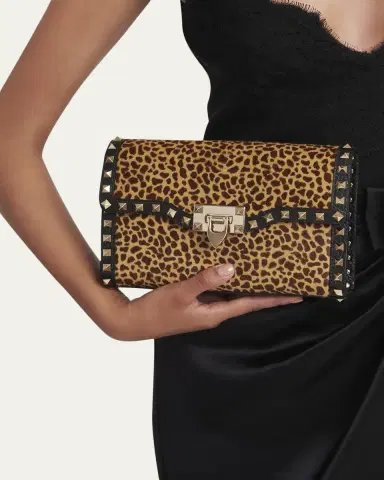 Valentino Garavani Small Animal-Print Calf Hair Rockstud Shoulder Bag | Thumbnail 2