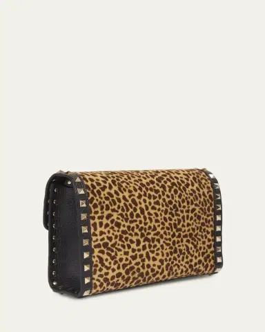 Valentino Garavani Small Animal-Print Calf Hair Rockstud Shoulder Bag | Thumbnail 3