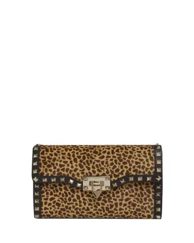 Valentino Garavani Small Animal-Print Calf Hair Rockstud Shoulder Bag | Thumbnail 1