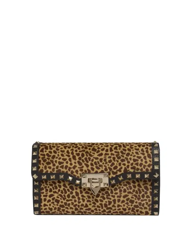 Small Animal-Print Calf Hair Rockstud Shoulder Bag