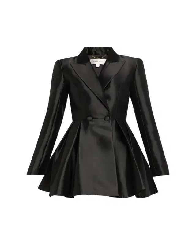 Miley Pleated Fit-&-Flare Blazer Mini Dress