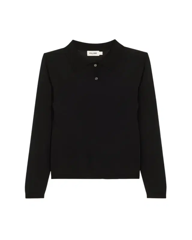 Still Here Fine-Knit Polo Sweater