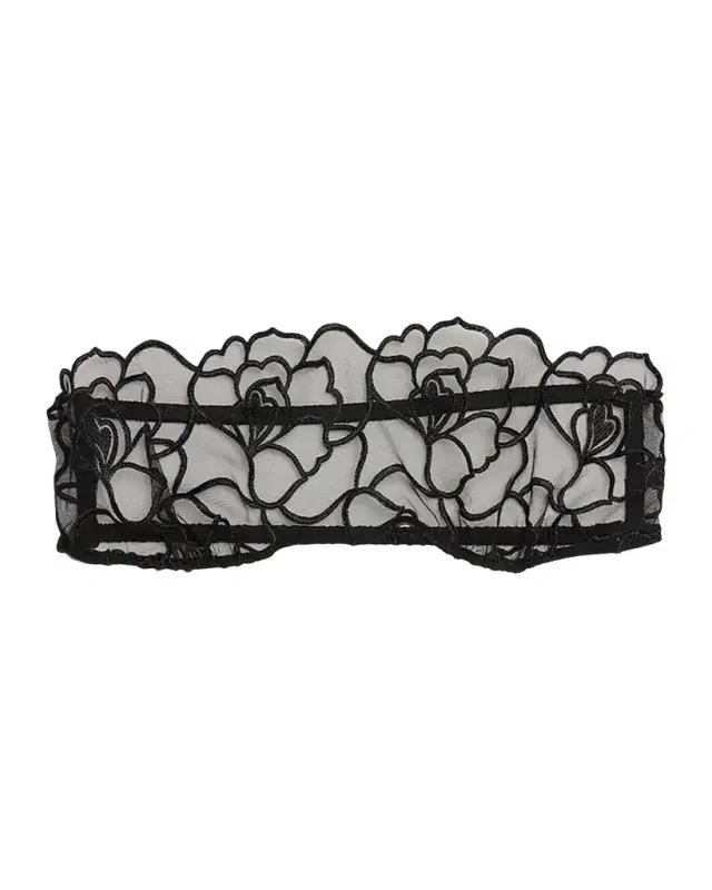 Petite Chou Embroidered Stretch Tulle Bandeau