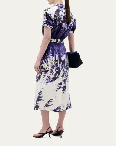 Silvia Tcherassi Lee Abstract-Print Short-Sleeve Belted Midi Shirtdress | Thumbnail 3