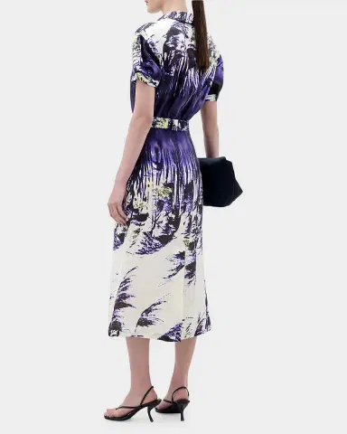 Silvia Tcherassi Lee Abstract-Print Short-Sleeve Belted Midi Shirtdress | Thumbnail 5